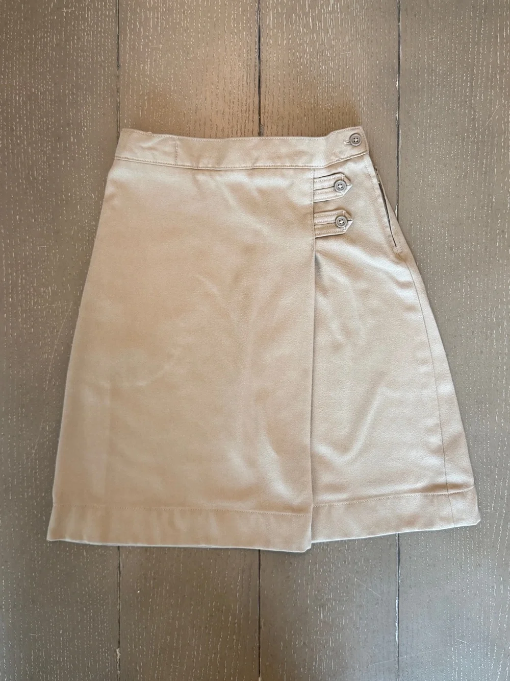 Lands End Girls’ School Uniform Solid A-Line Below the Knee Khaki Skirt • Size 8